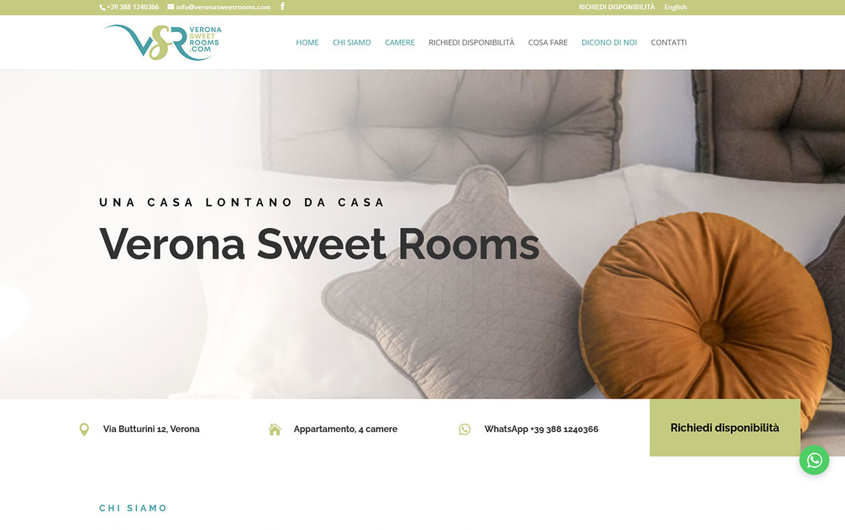 Verona Sweet Rooms, entiria spa, creazione siti internet verona