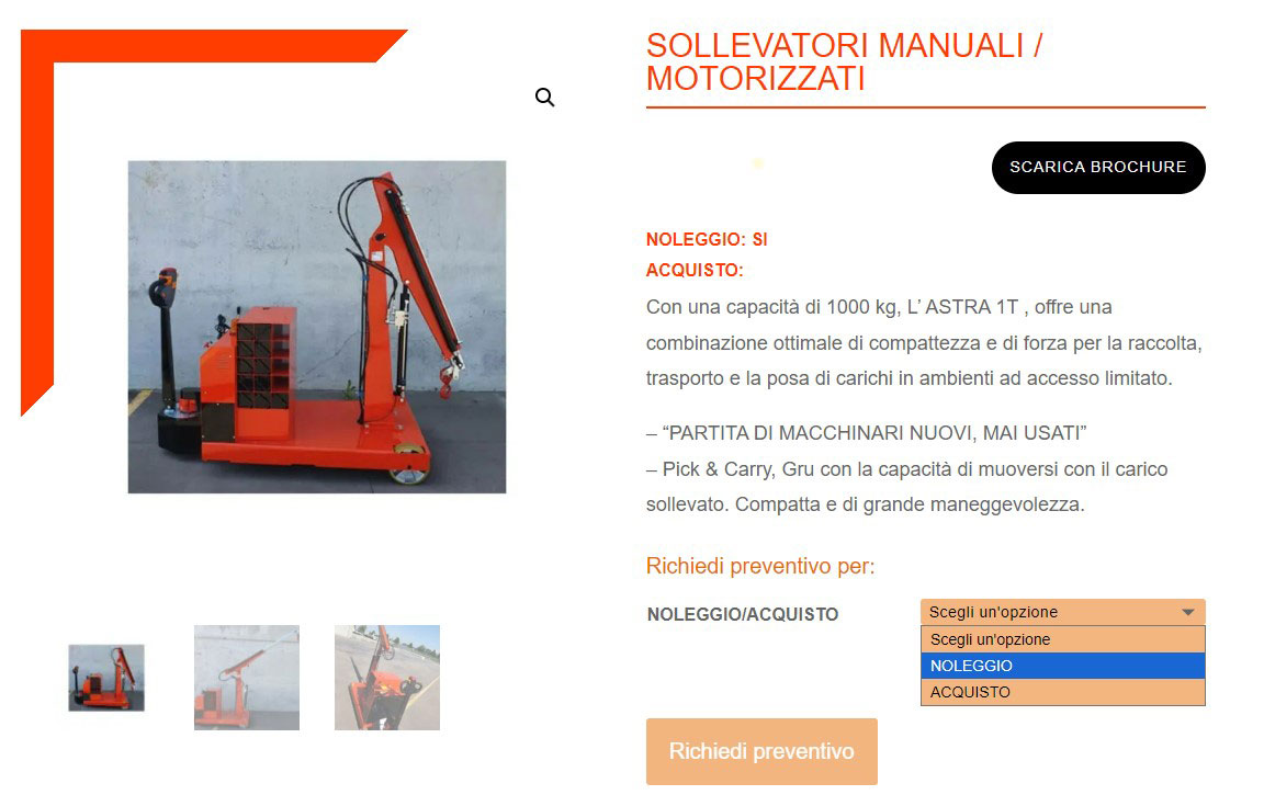 Gestione preventivi per Levo Mini Gru Gestione preventivi per Levo Mini Gru